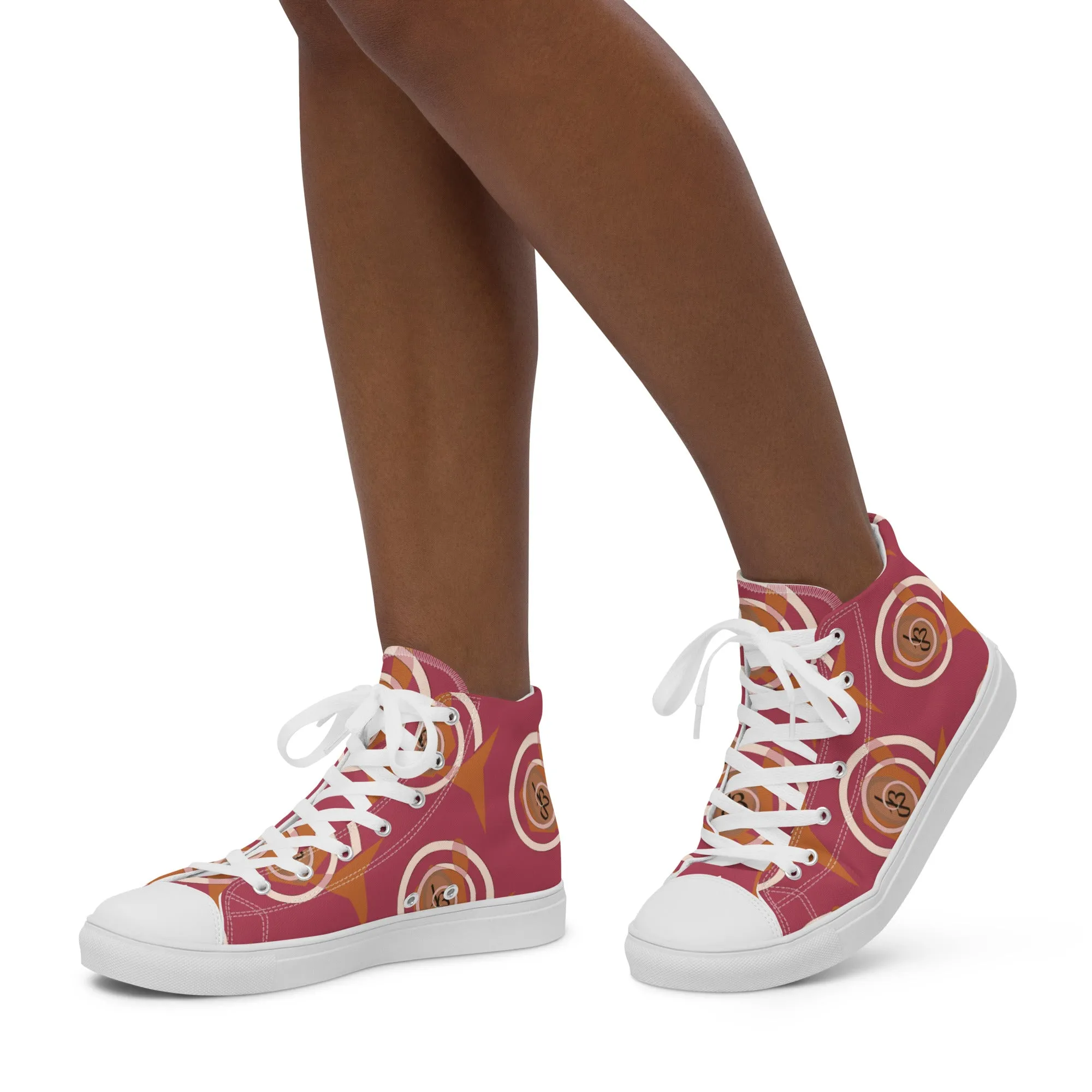 AJBeneficial Women’s Pink high top canvas shoes