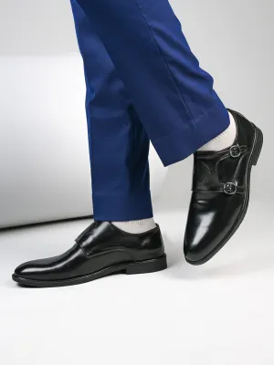 Alberto Torresi Men's Toro Black Double Monk Straps