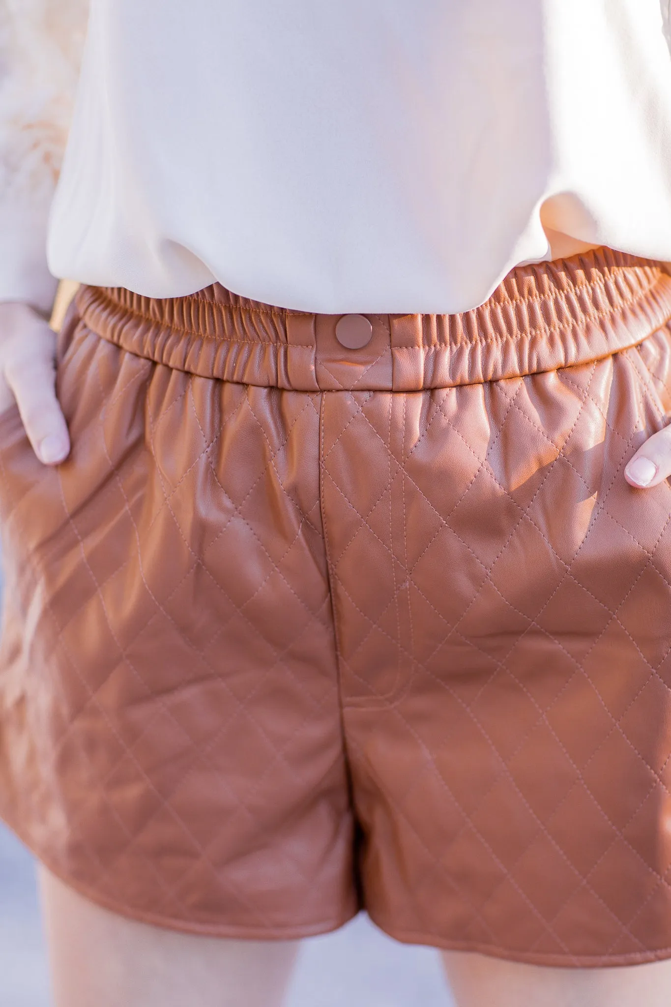 All In Time Quilted Shorts Camel