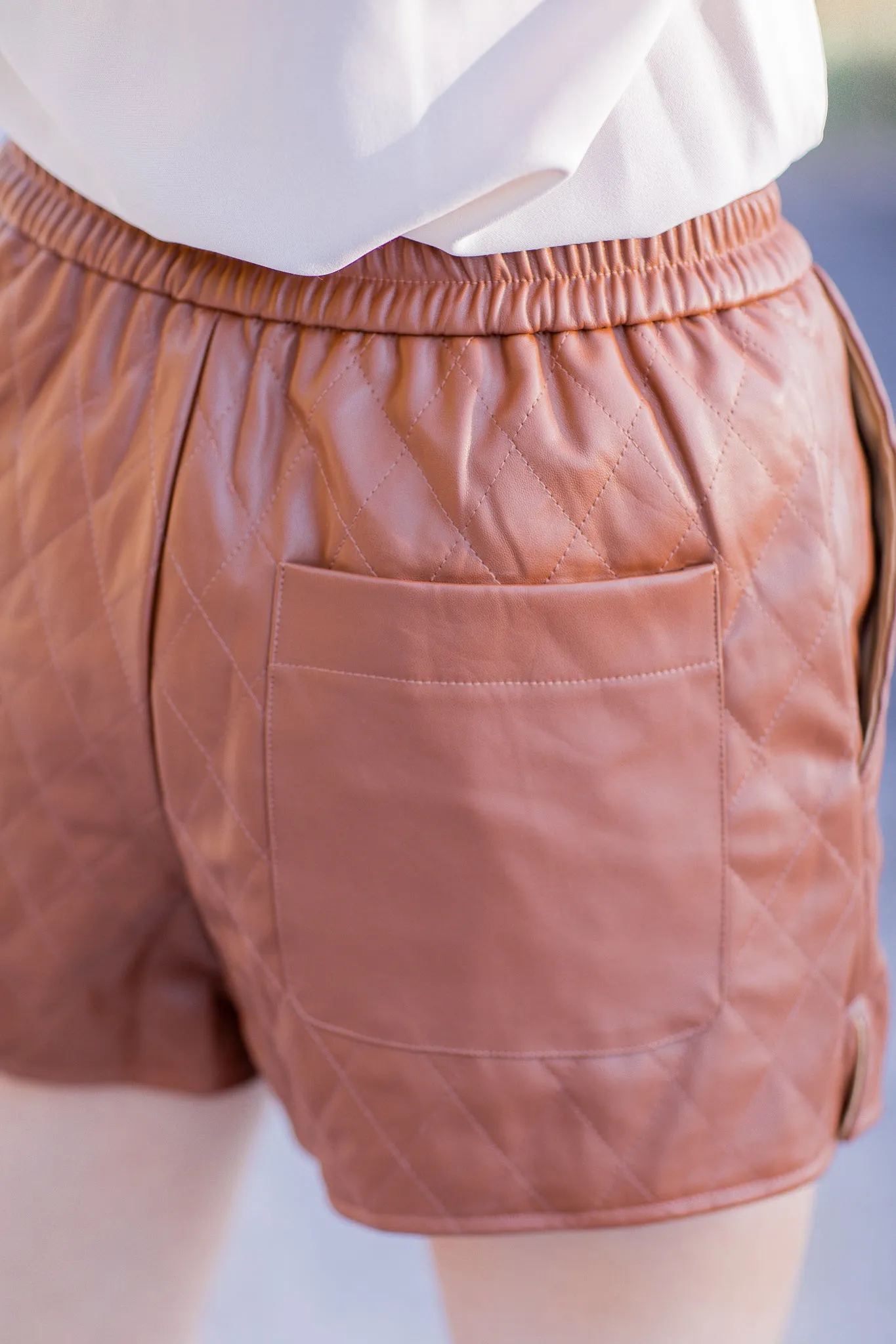All In Time Quilted Shorts Camel