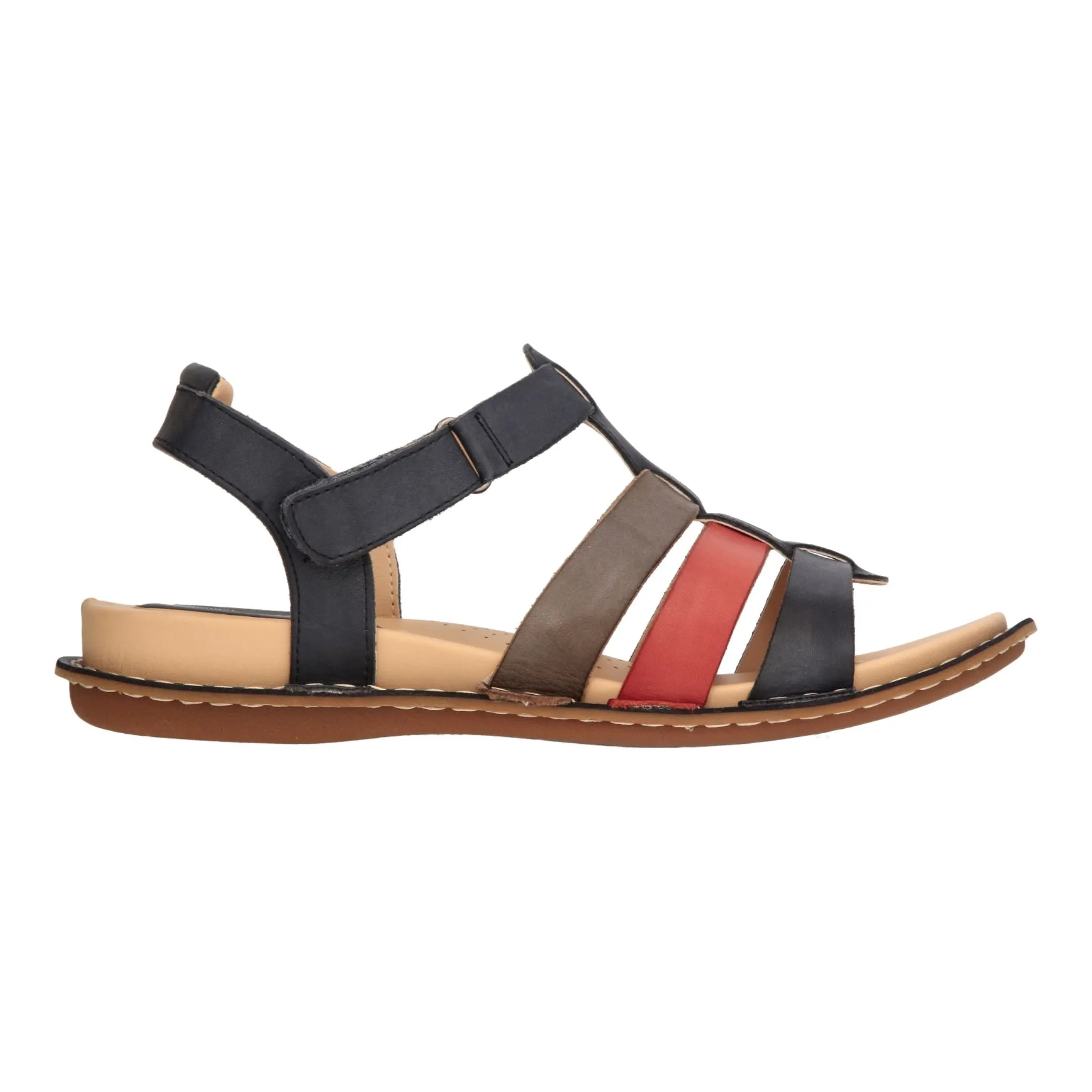 Barani Navy Multi Leather Sandals (Triple Strap)