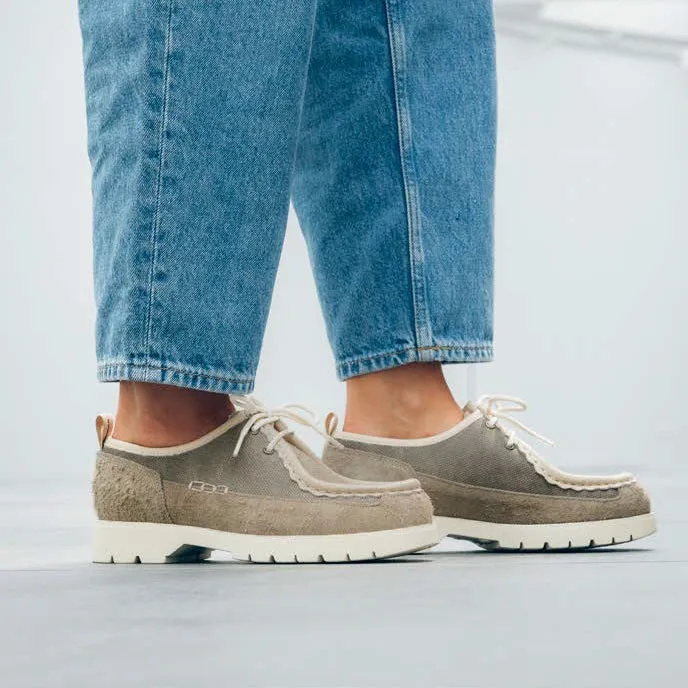 Bastille TC Suede Canvas Derby Shoes - Taupe/Beige