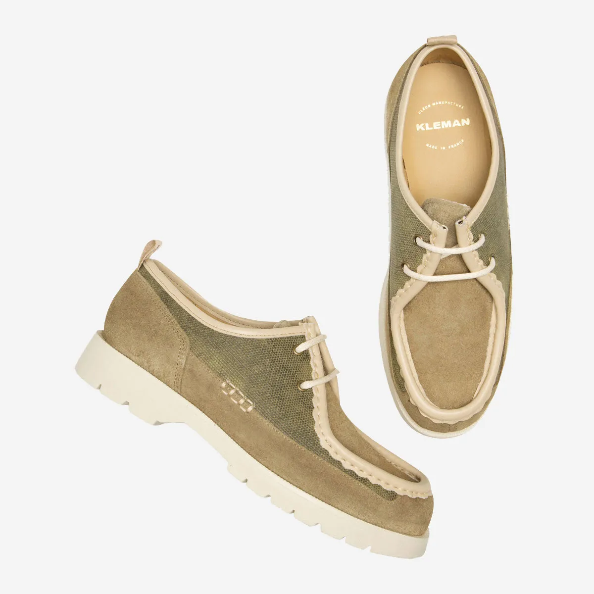 Bastille TC Suede Canvas Derby Shoes - Taupe/Beige