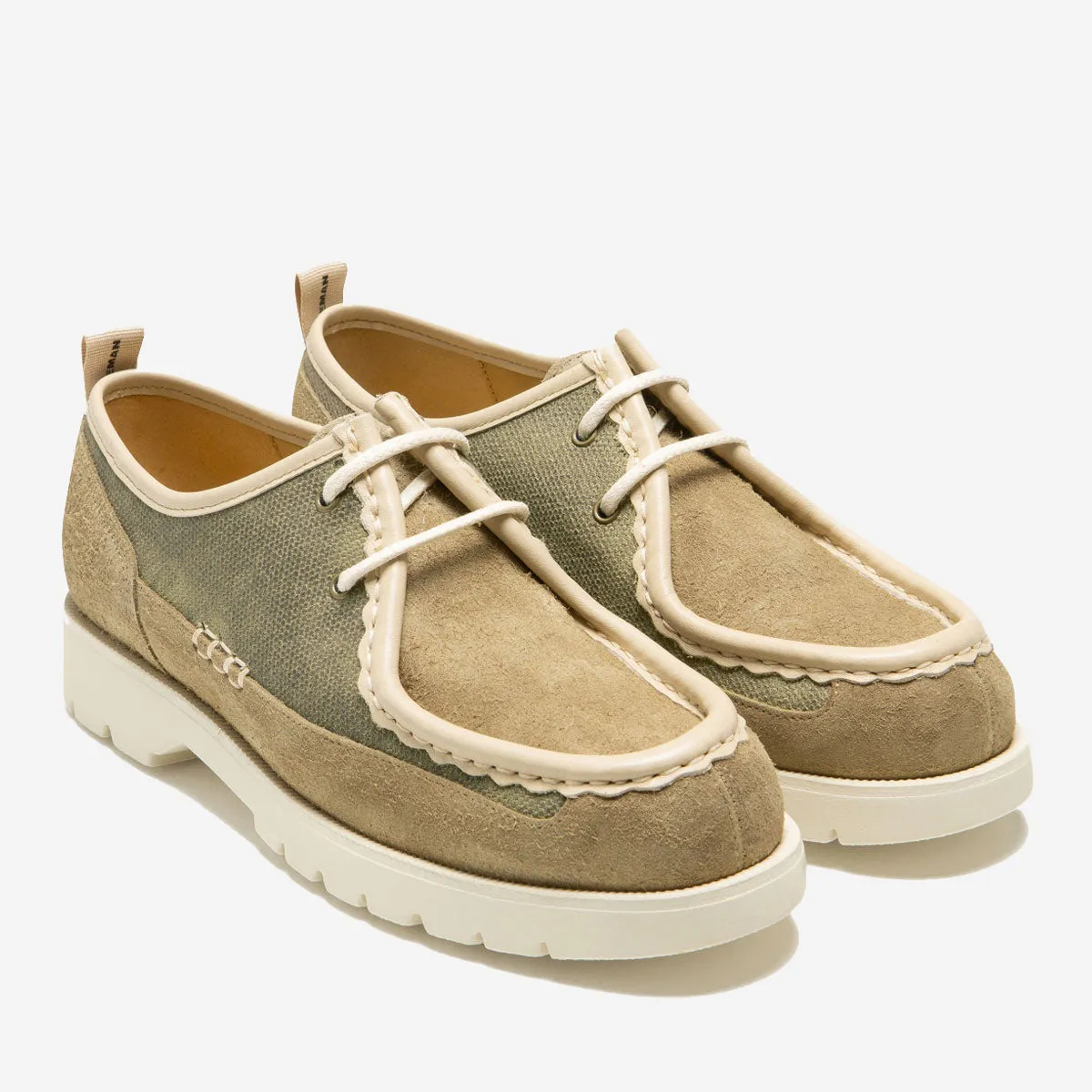 Bastille TC Suede Canvas Derby Shoes - Taupe/Beige