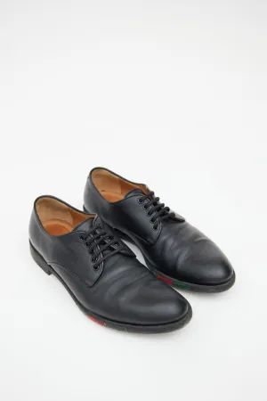 Black & Multicolour Leather Striped Derby