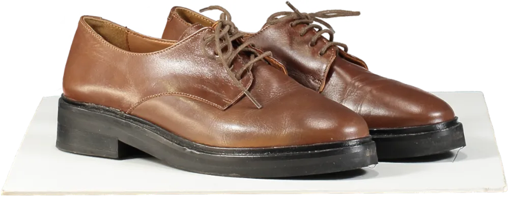 Bobbies Paris Brown Platform Sole Leather Derbies UK 6 EU 39 👠