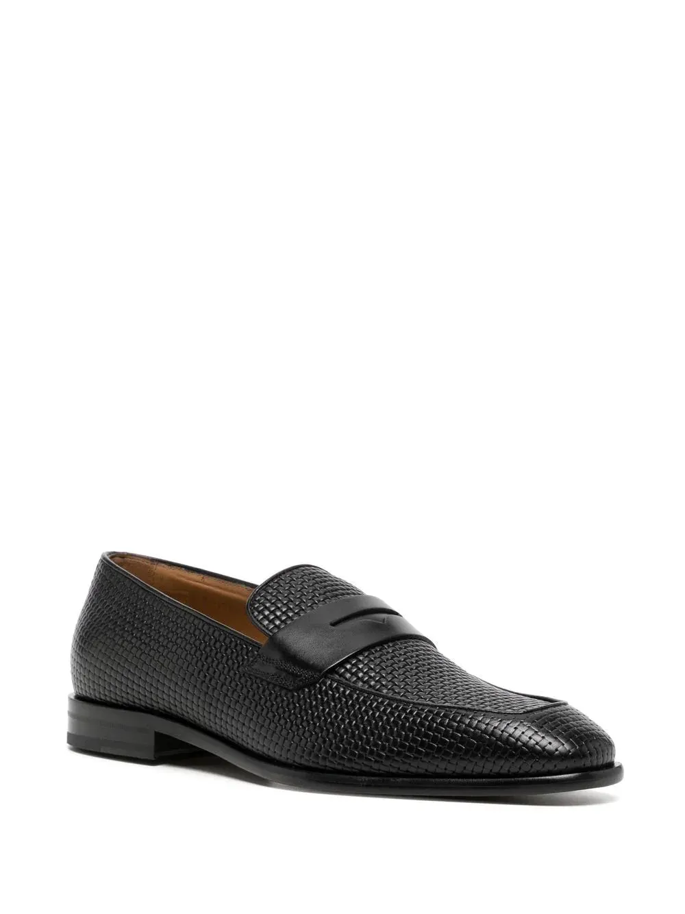 BOSS Lisbon woven leather loafers Black
