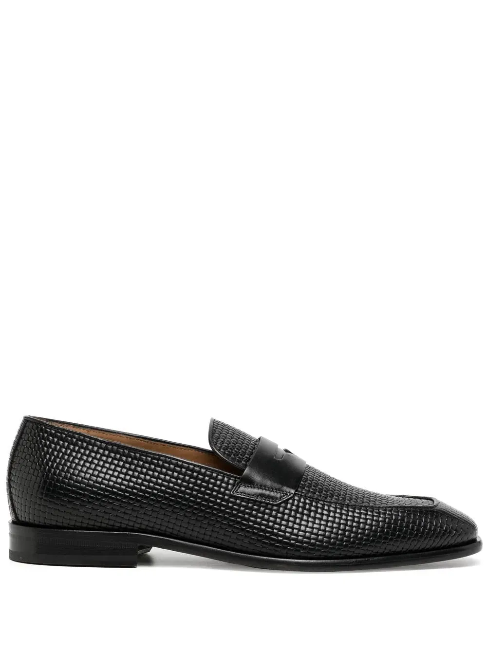 BOSS Lisbon woven leather loafers Black