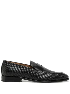 BOSS Lisbon woven leather loafers Black