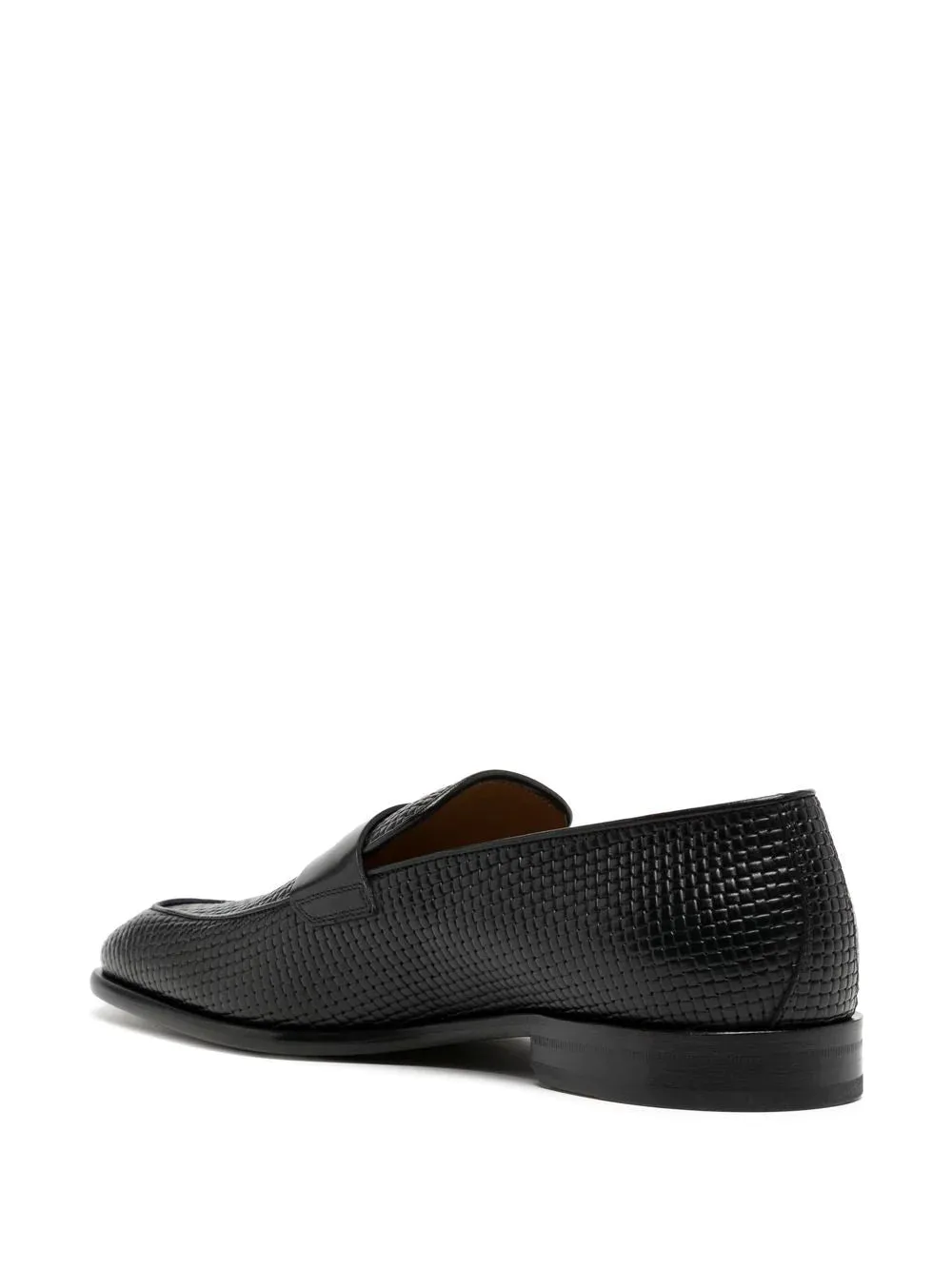 BOSS Lisbon woven leather loafers Black