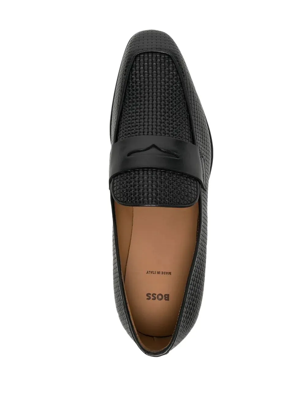 BOSS Lisbon woven leather loafers Black