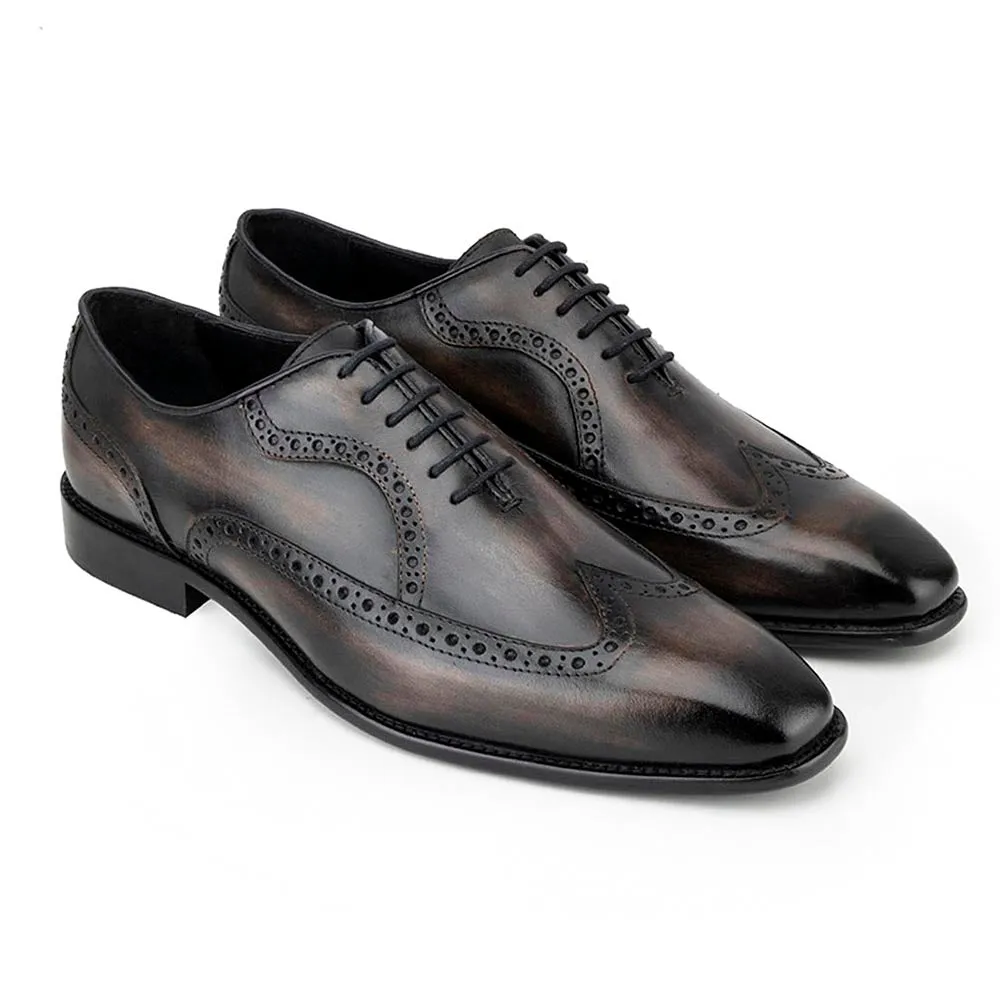 Brown Wooden Patina Finish Oxfords