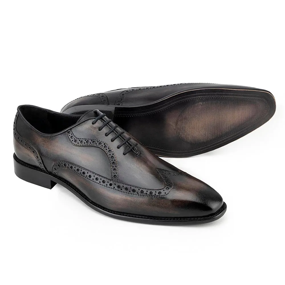 Brown Wooden Patina Finish Oxfords