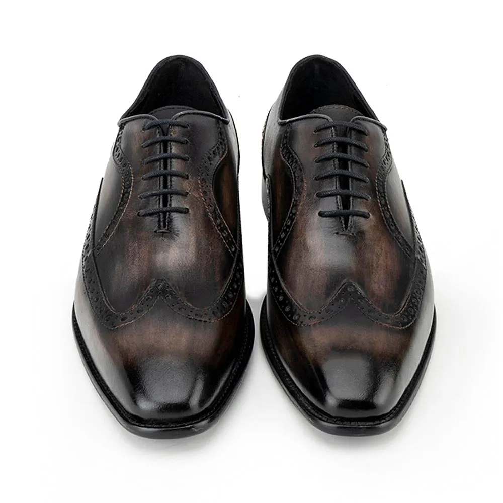 Brown Wooden Patina Finish Oxfords