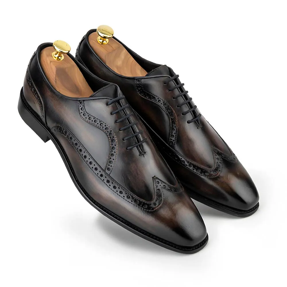 Brown Wooden Patina Finish Oxfords