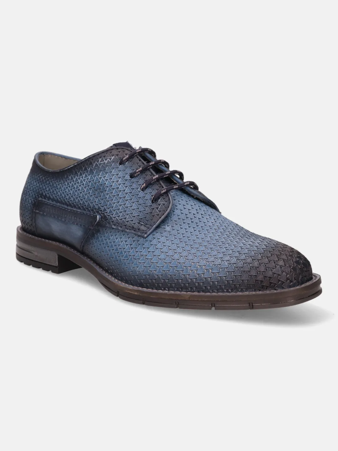 bugatti Blue Premium Leather Derby Shoes