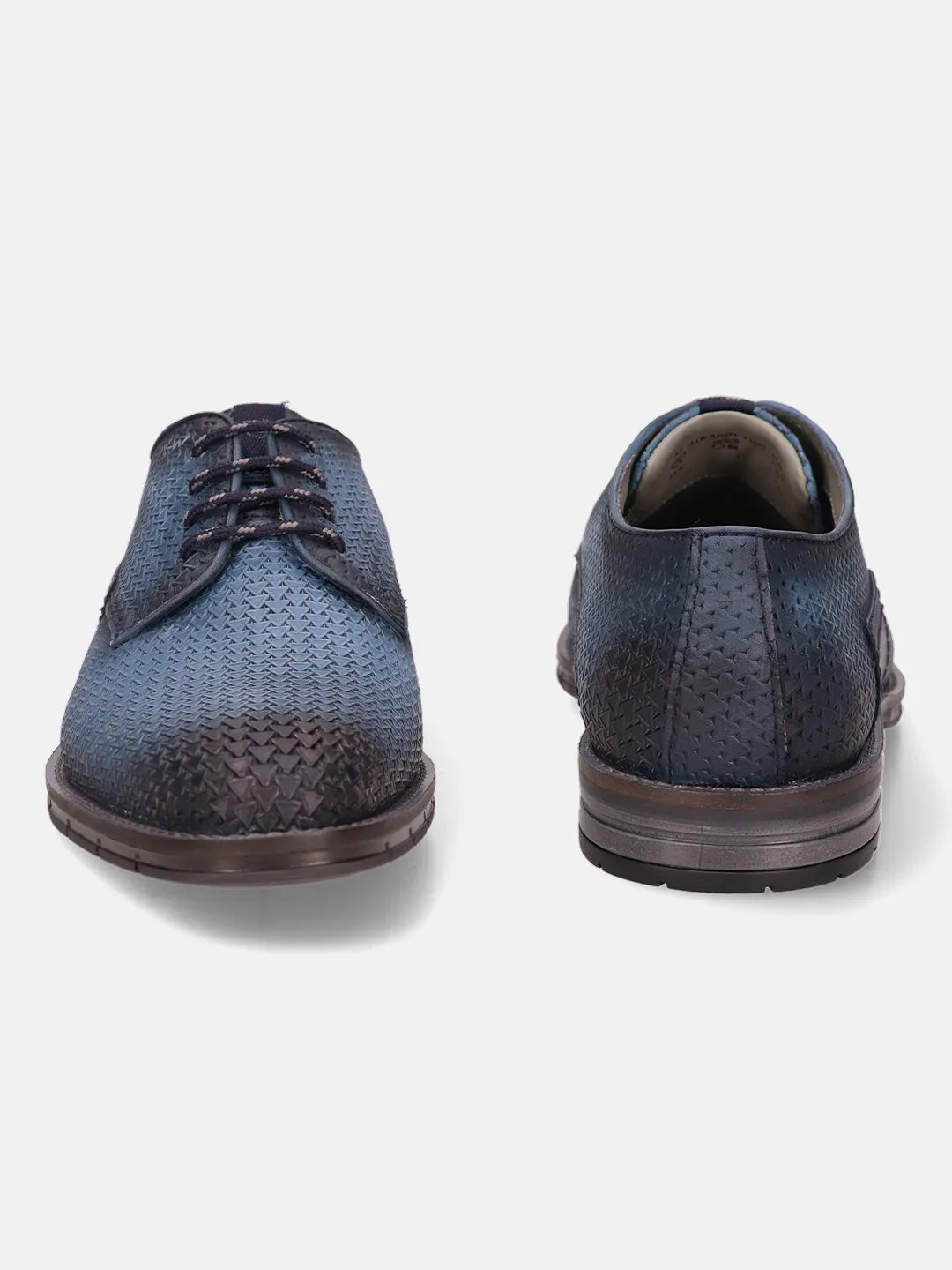 bugatti Blue Premium Leather Derby Shoes
