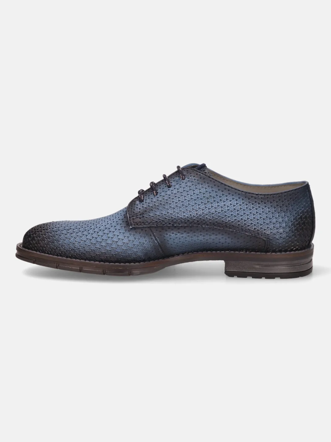 bugatti Blue Premium Leather Derby Shoes