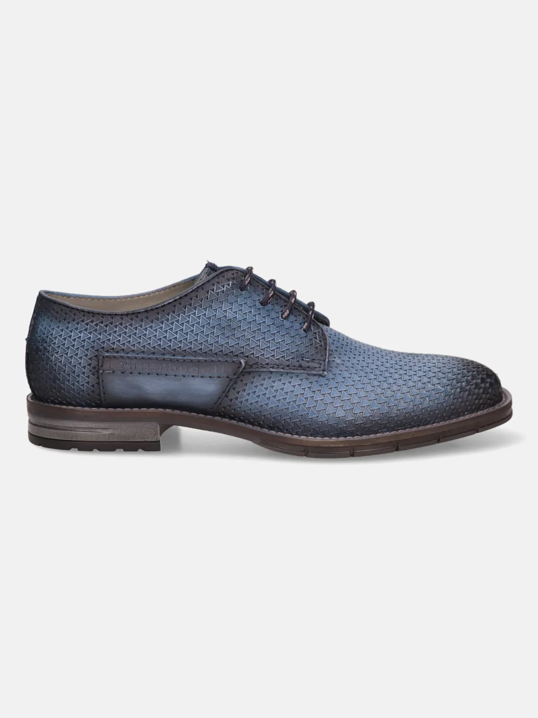 bugatti Blue Premium Leather Derby Shoes