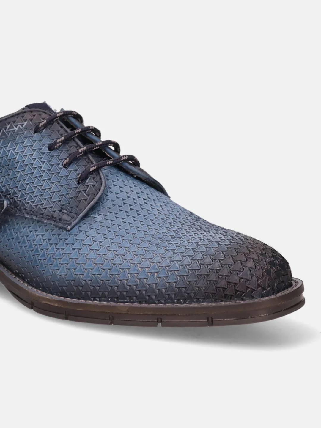 bugatti Blue Premium Leather Derby Shoes