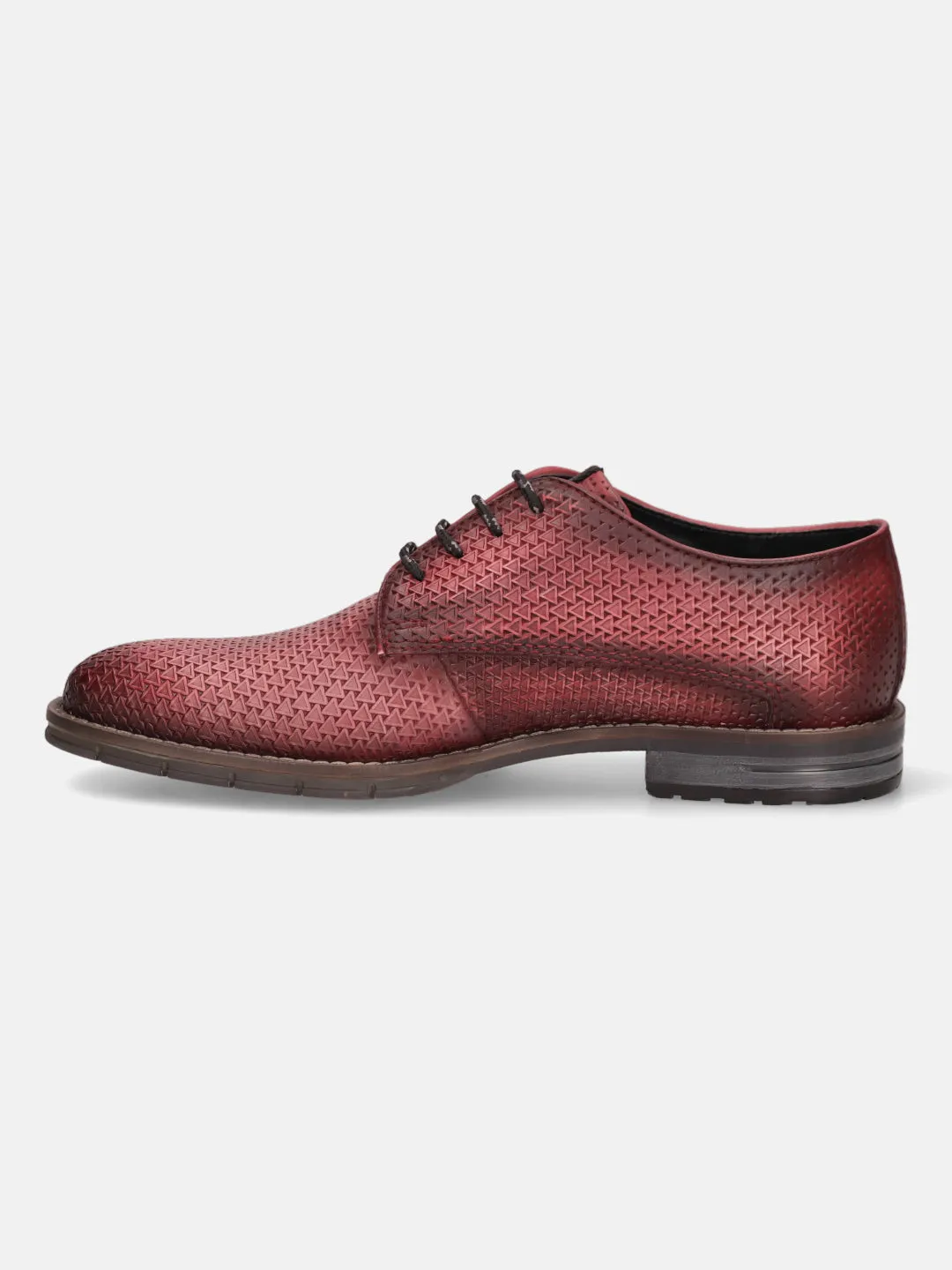 bugatti Red Premium Leather Derby Shoes