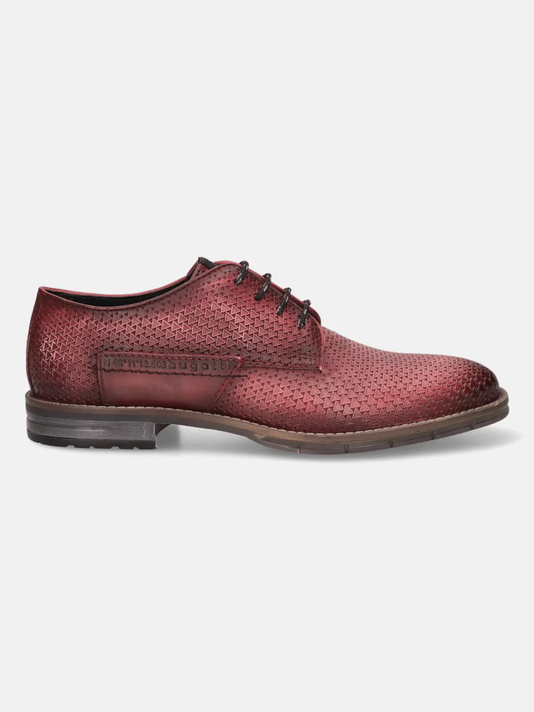 bugatti Red Premium Leather Derby Shoes