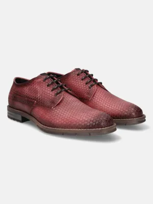 bugatti Red Premium Leather Derby Shoes