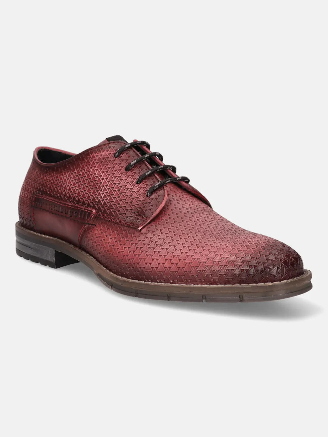 bugatti Red Premium Leather Derby Shoes