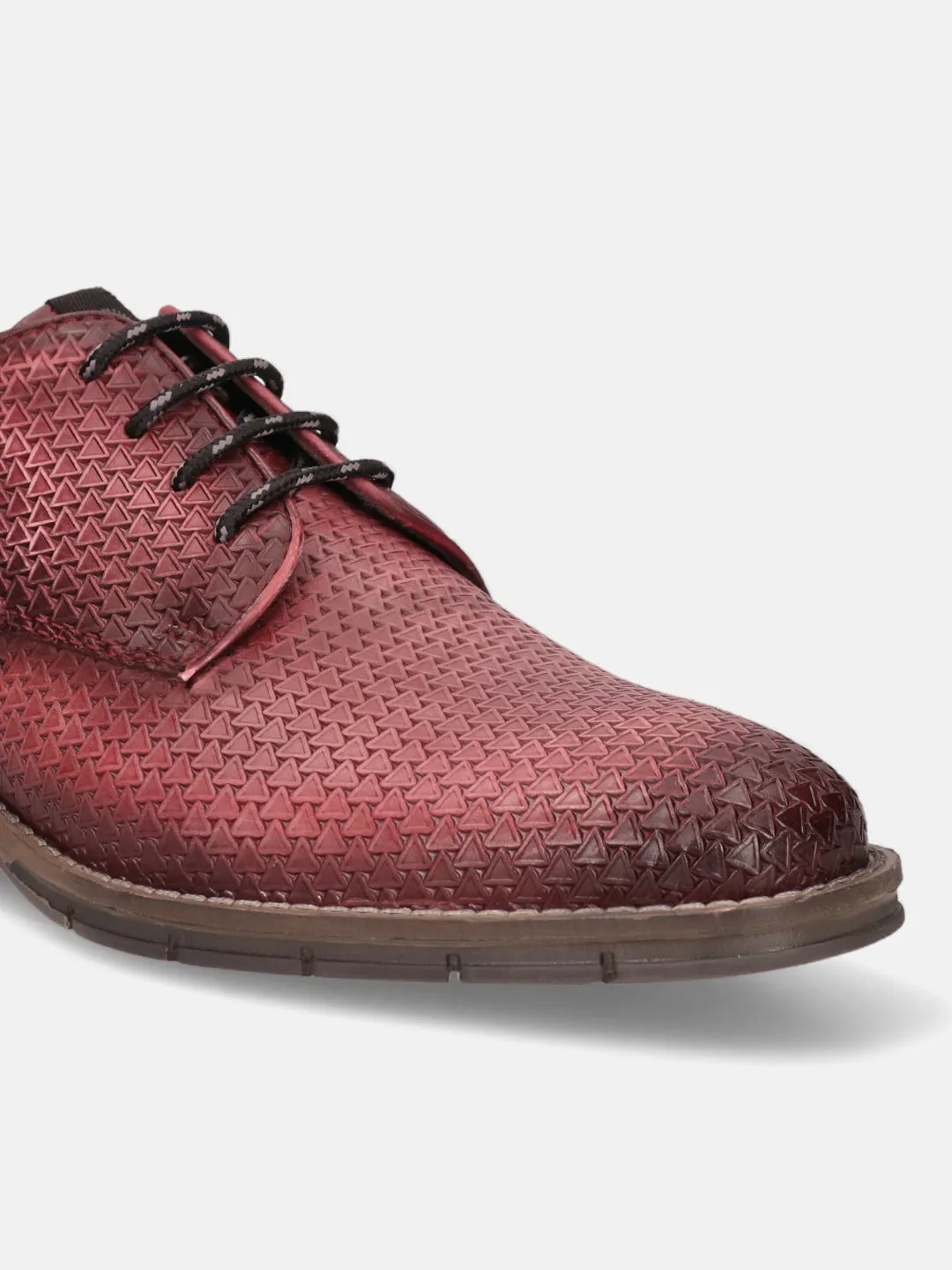 bugatti Red Premium Leather Derby Shoes