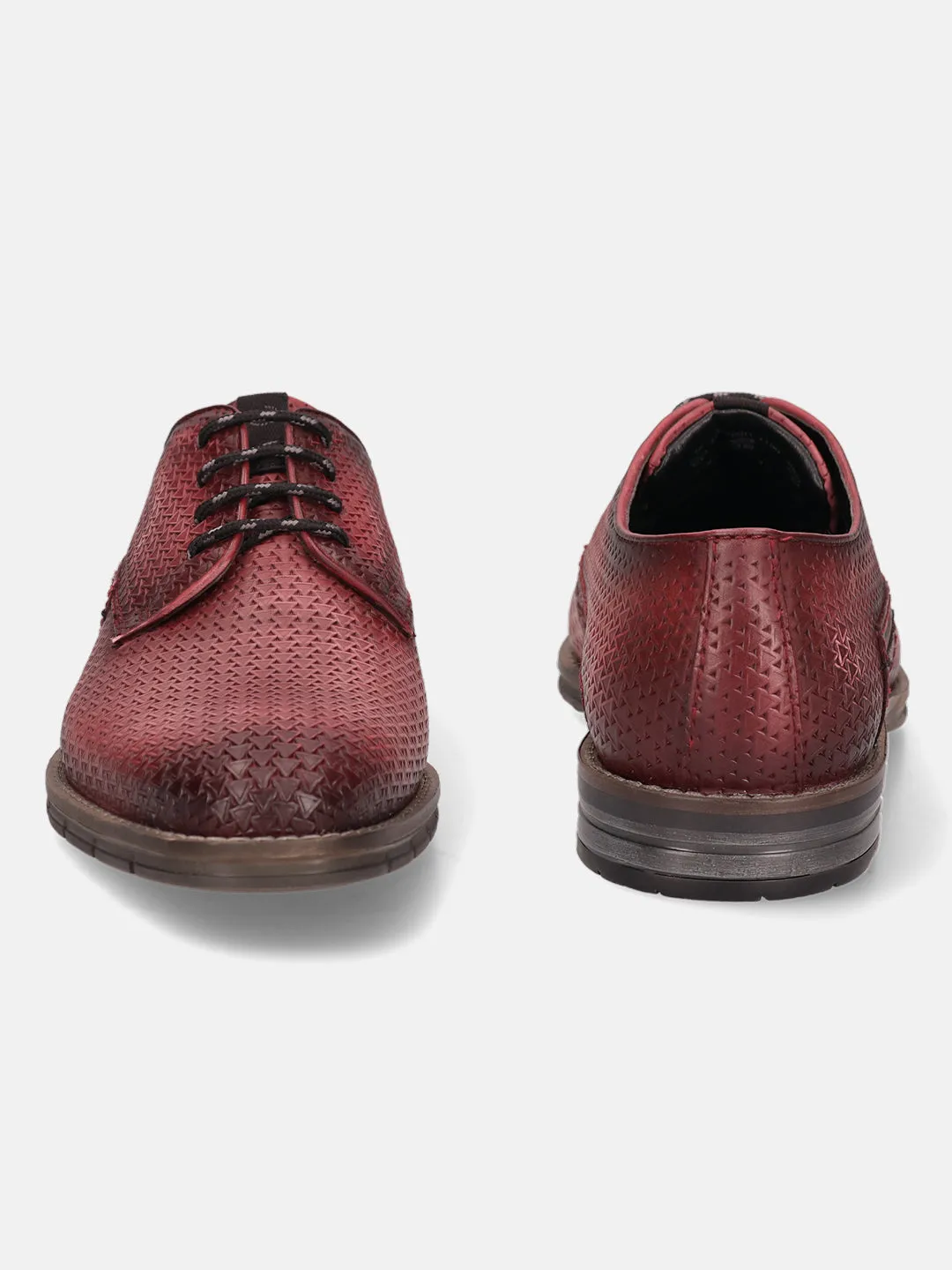 bugatti Red Premium Leather Derby Shoes