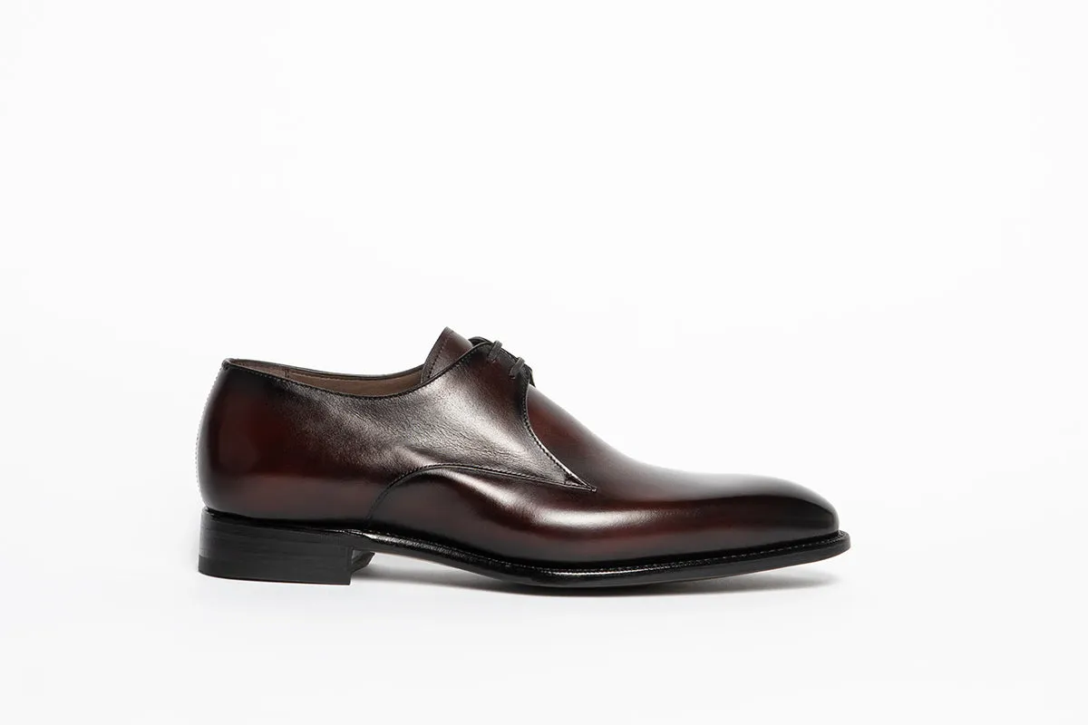 Carlos Santos CS14 Handgrade V-Front Derby In Bordo Shadow Patina
