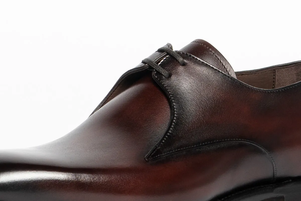 Carlos Santos CS14 Handgrade V-Front Derby In Bordo Shadow Patina