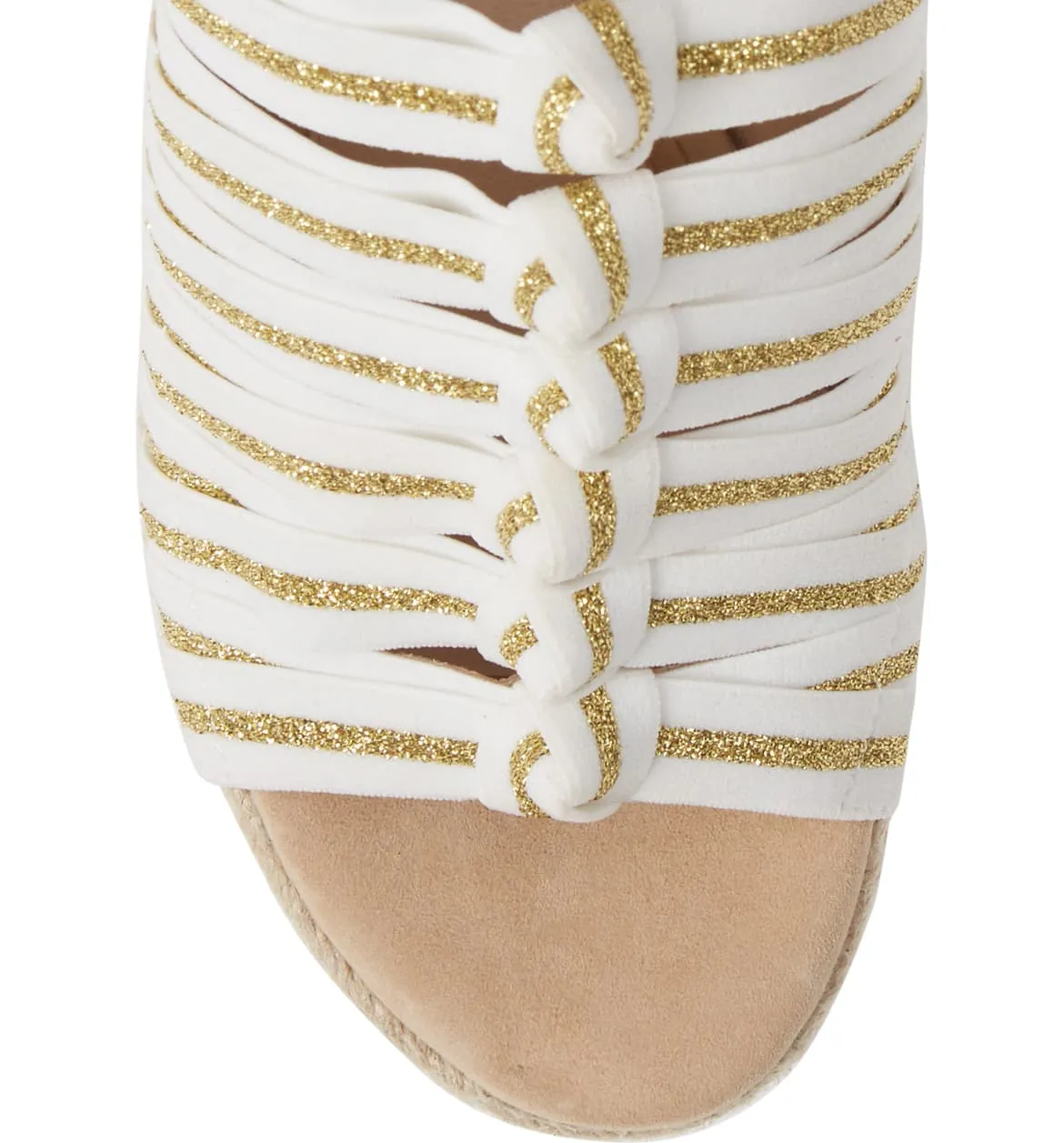 Cecelia New York Serena Espadrille Wedge WHITE GOLD TAN Platform Tie Up Sandals