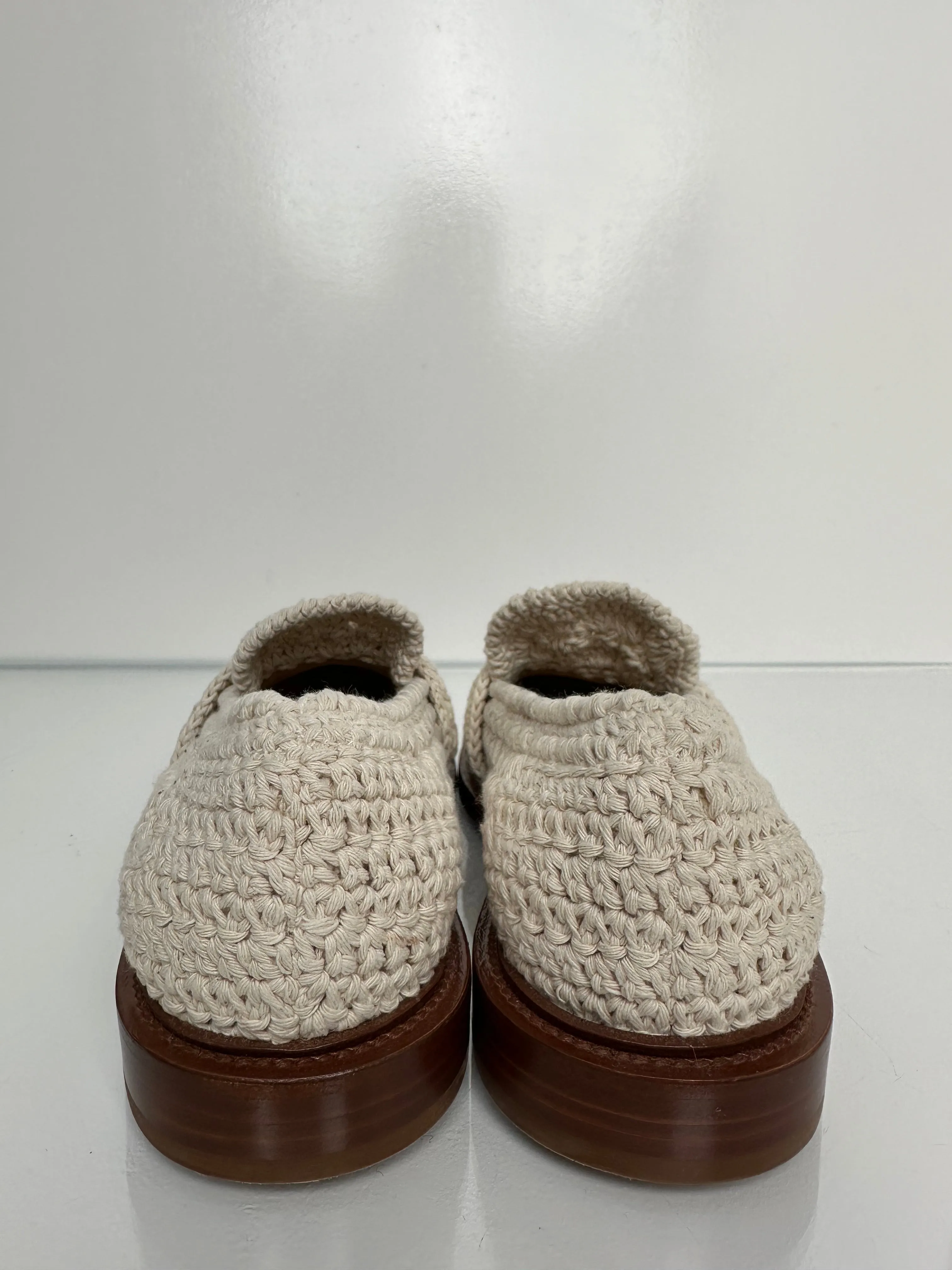 Chloe Cream & Brown Woven Loafers, 36.5