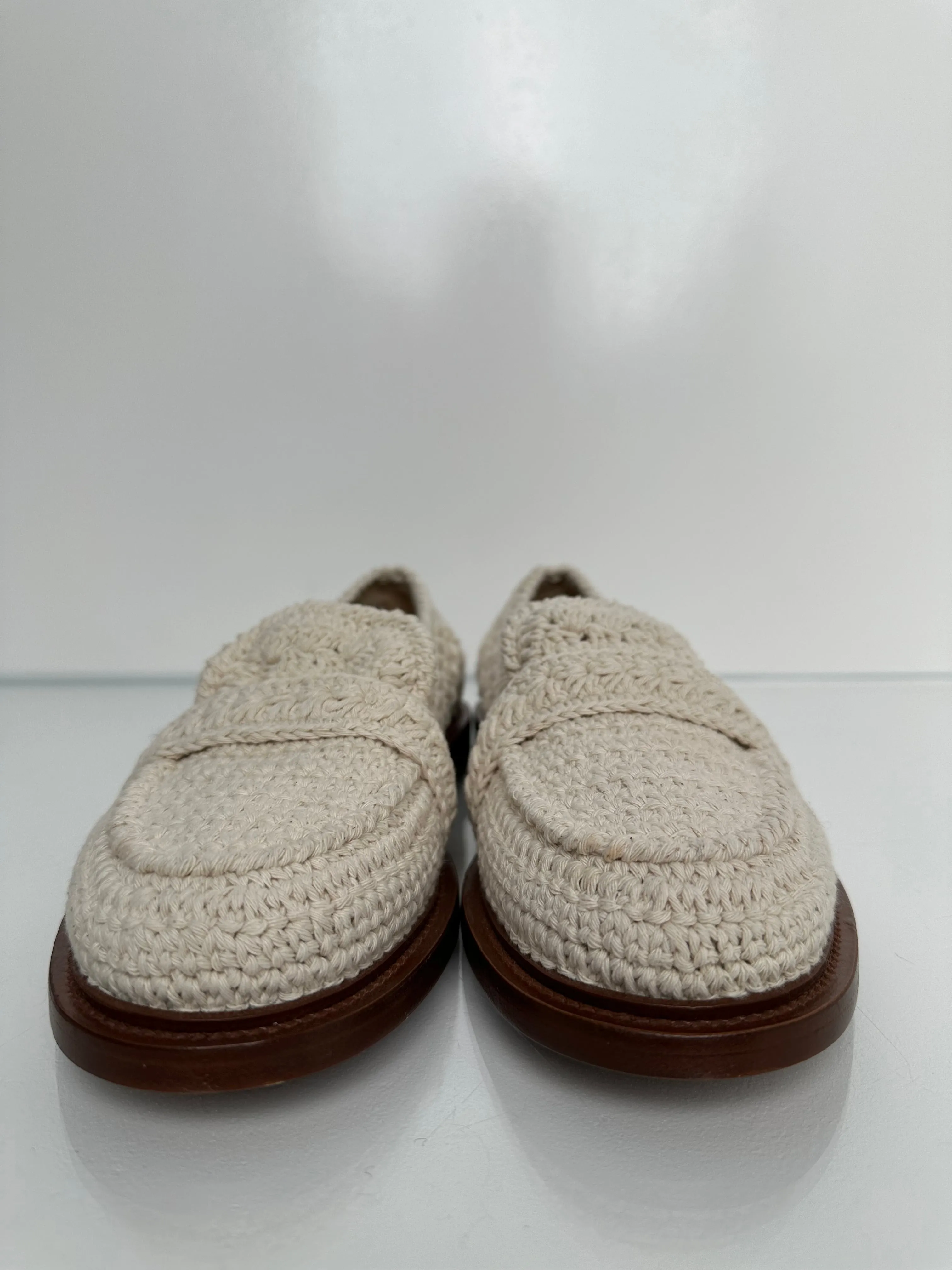Chloe Cream & Brown Woven Loafers, 36.5