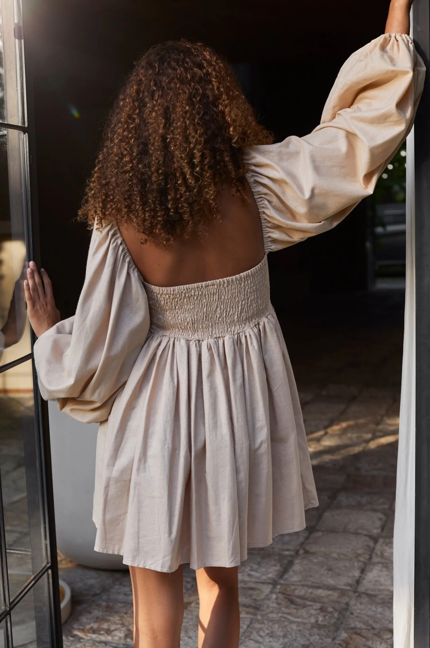 Chloie Empire Waist Linen Mini Dress (Sale) by Bali ELF