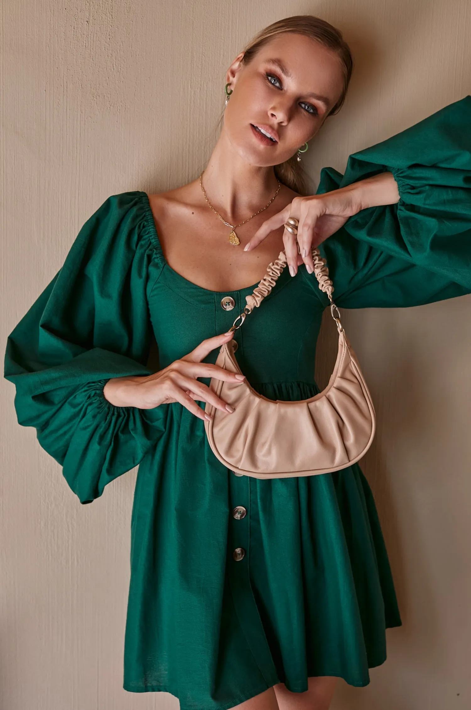 Chloie Empire Waist Linen Mini Dress (Sale) by Bali ELF