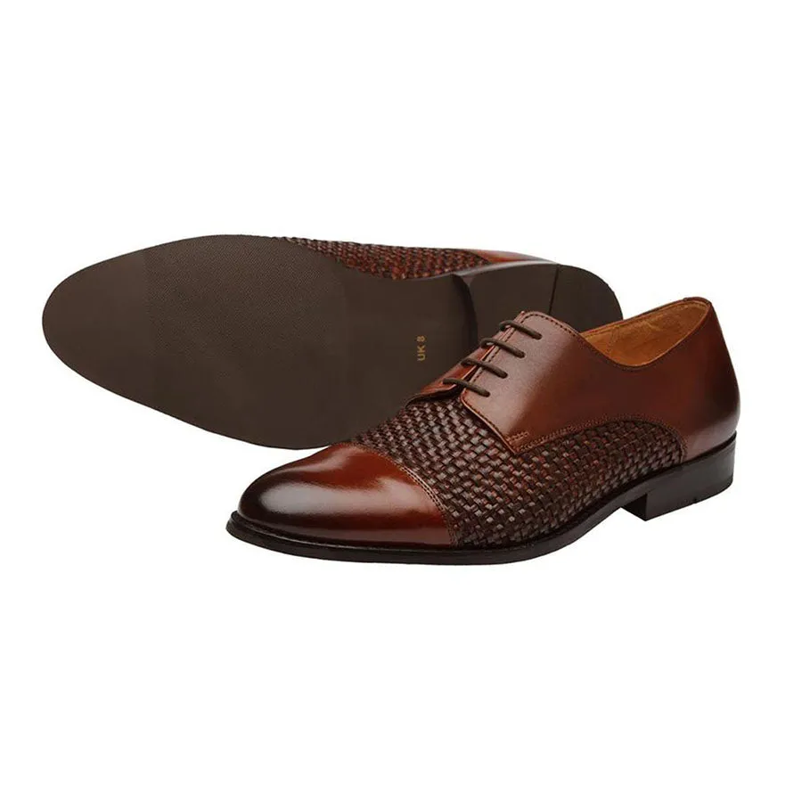 Cognac Braided Toecap Derbies