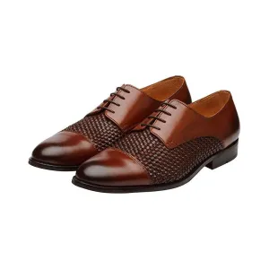 Cognac Braided Toecap Derbies