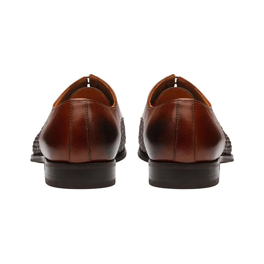 Cognac Braided Toecap Derbies