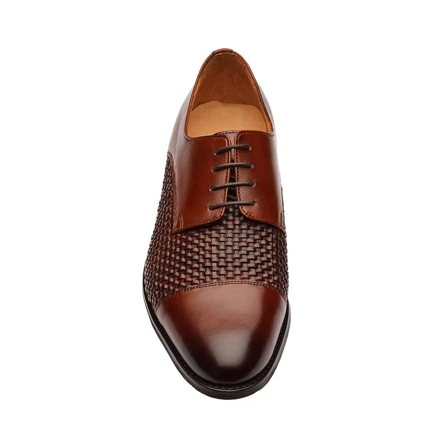 Cognac Braided Toecap Derbies
