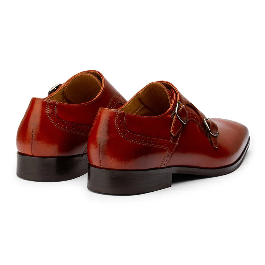 Cognac Chisel Monk Straps
