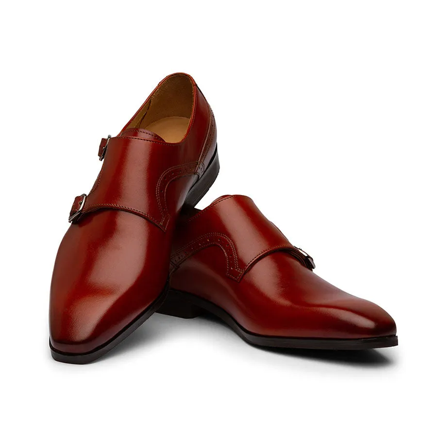 Cognac Chisel Monk Straps