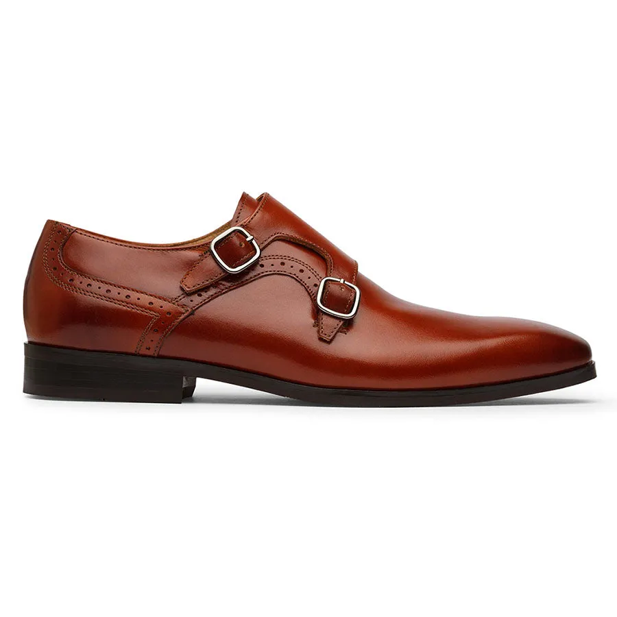 Cognac Chisel Monk Straps