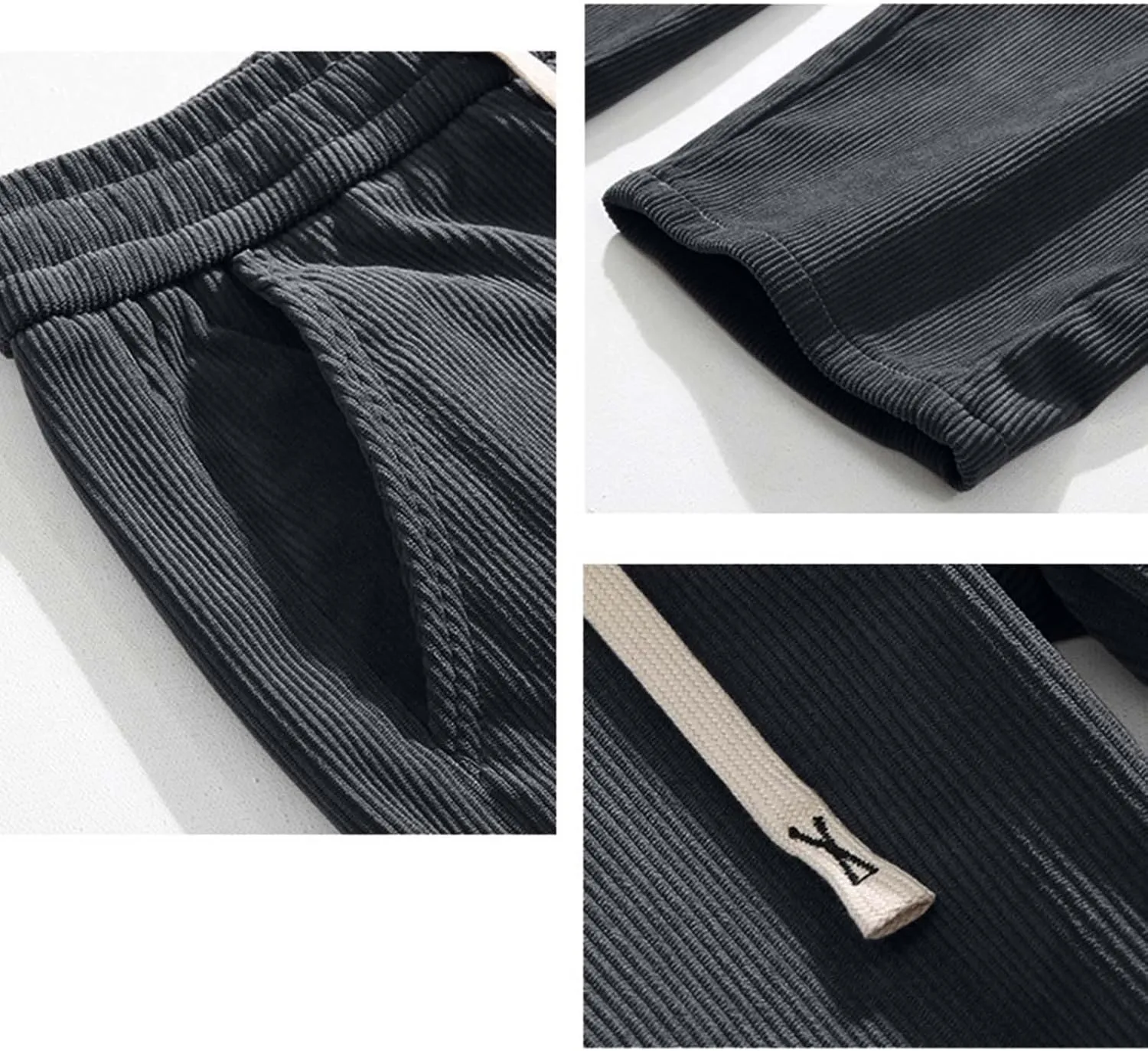 Corduroy Pants Men Straight Fit Baggy Relaxed fit Elastic Waist Drawstring Trousers Hip Hop Pants Casual Slacks 2025