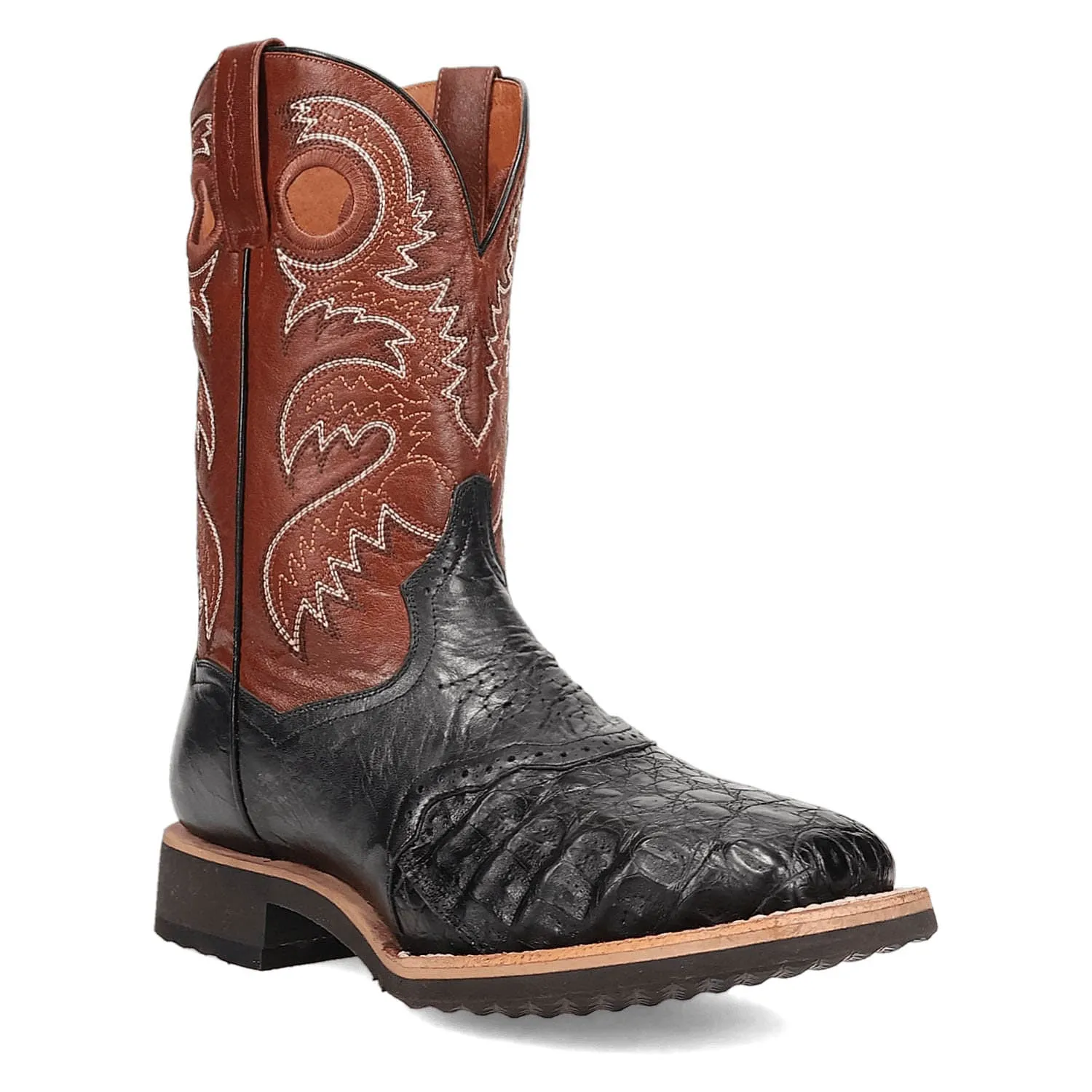 Dan Post Mens Egan Black/Brown Caiman Cowboy Boots 8 D