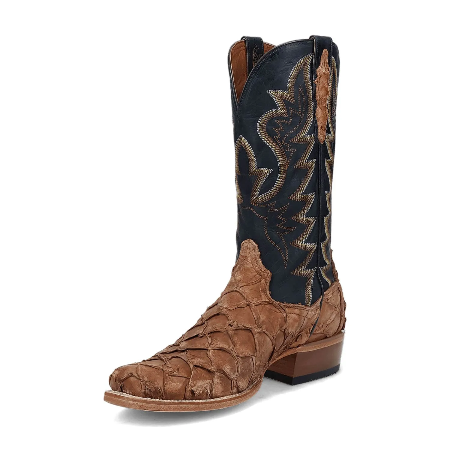 Dan Post Mens Riggs Tan/Dark Blue Leather Cowboy Boots