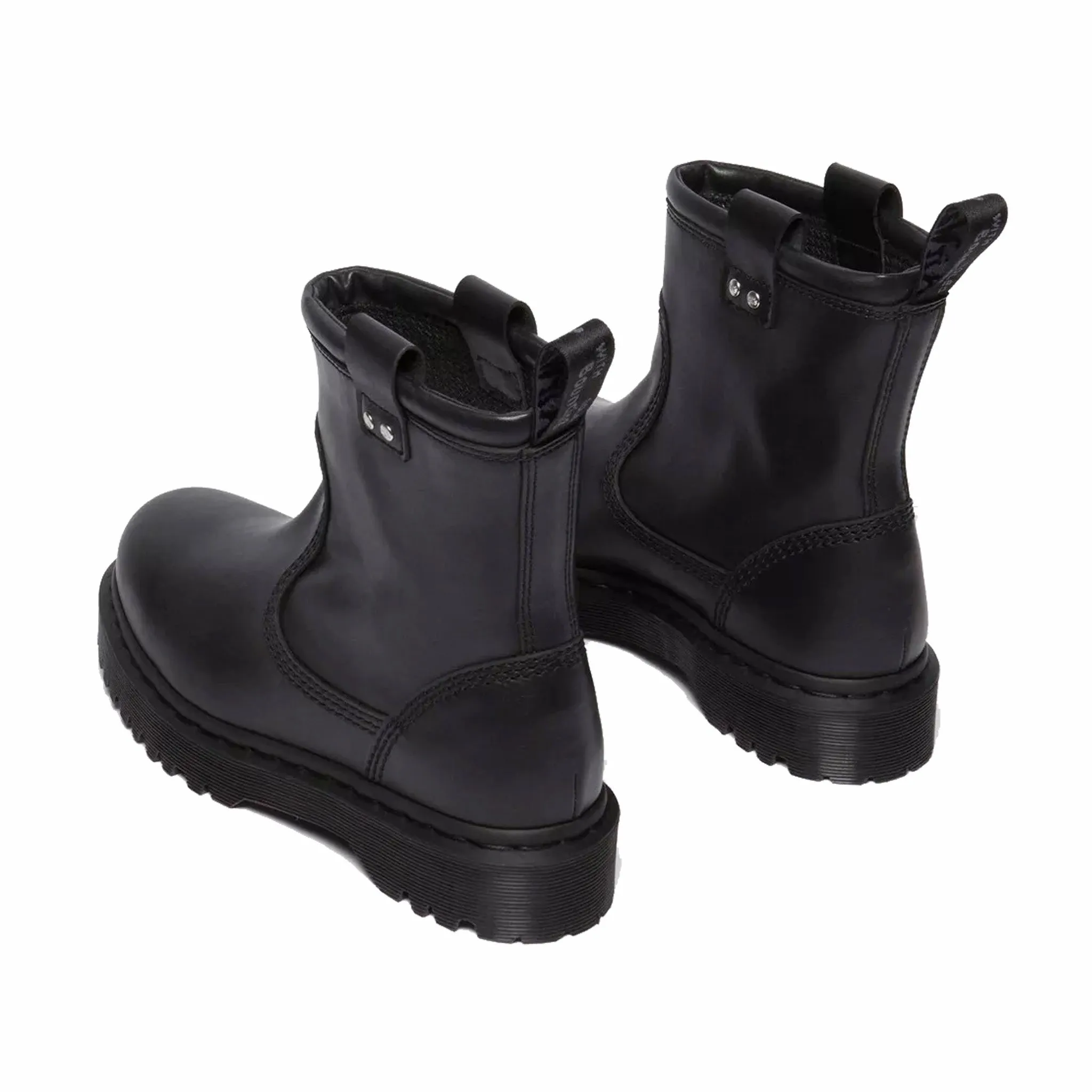 Dr. Martens Men's Anistone Lo Milled Nappa Leather Biker Boots - Wanama (Black)