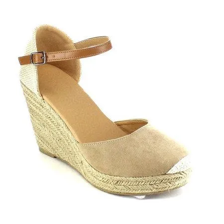 elveswallet Plus Size Wedges Ankle Strap Espadrilles Wedges Sandals