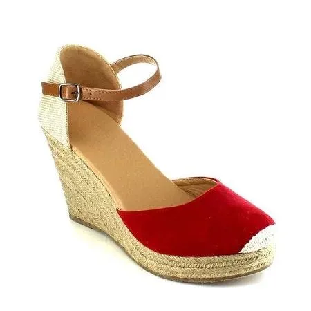 elveswallet Plus Size Wedges Ankle Strap Espadrilles Wedges Sandals